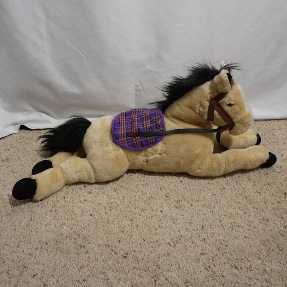 Saddle Club Large Realistic Horse Plush 28" Light Brown Tan Black Starlight‎ VTG - Picture 8 of 15